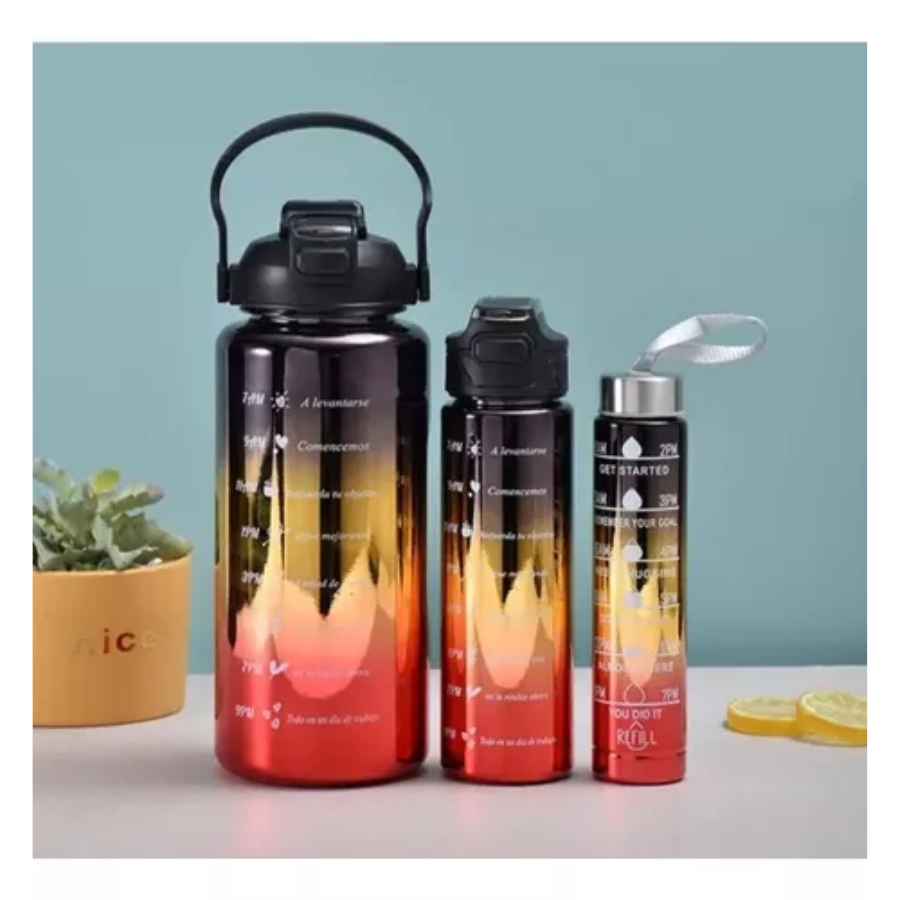 Miniatura 6 de Set X 3 Termos Botella De Agua Motivaci